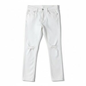 Anthropologie Pilcro Slim Boyfriend White Distressed Jeans, 26, Denim, Like New